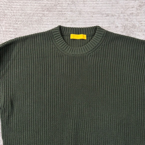 Yellow Label Co Mens Olive Green Cotton Shaker Stitch Crewneck Sweater Small - Picture 4 of 8
